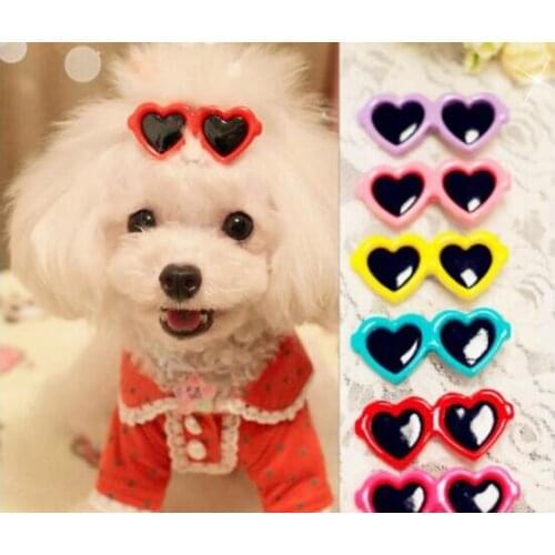 Pet Dog Hair Clips Love Style Doggie Boutique Sunglasses Pet Grooming Hair Accessories Bows