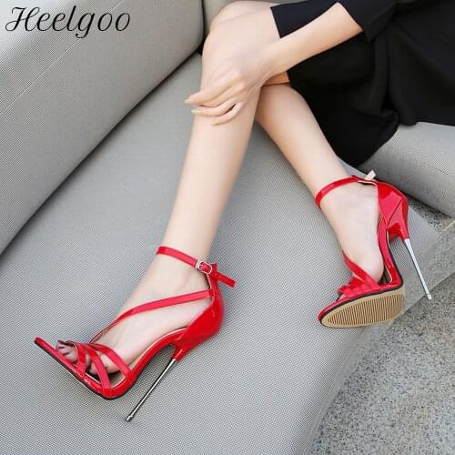 Heelgoo 16cm Super High Heel Women Strappy Open Toe Stiletto Sandals Summer Ladies Pumps Party Dress Shoes Plus Size 35-46