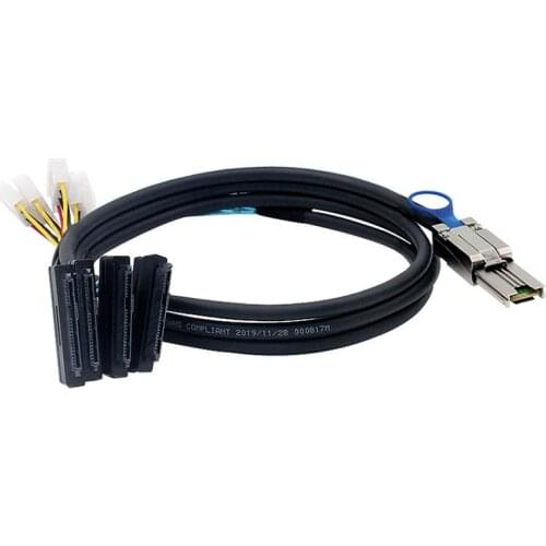1M 0.5M SFF-8088 To SFF-8482 SAS SATA Cable Mini SAS 26Pin SFF 8088 To 4 SFF 8482 SAS 29Pin SAS Cable with Big 4Pin Power Cable