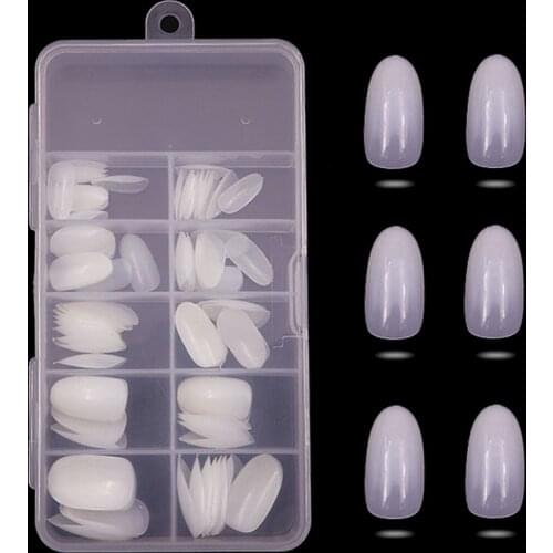 100pcs/box Matte Fake Nails Short Round Square Nail Tips White Transparent Beige Nail Polish Artificial Nail Accessories