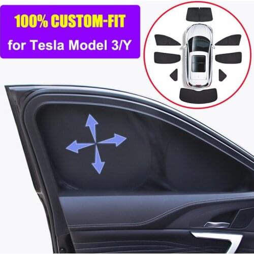 Sunshade Custom-Fit for Tesla Model 3 Y 2021 Car Side Window Privacy Sun Shade Skylight Blind Shading Net Front Rear Windshield