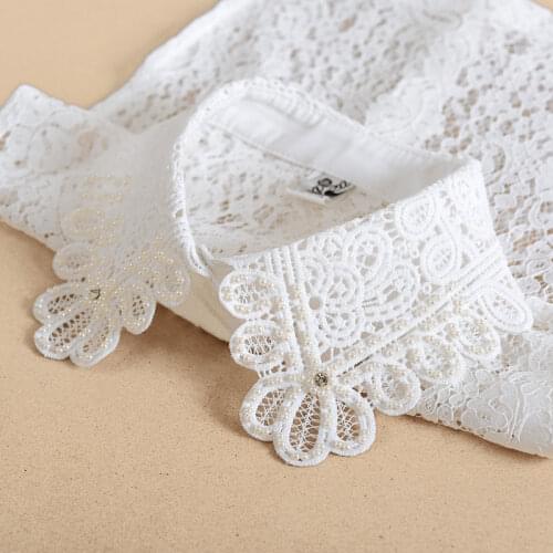 2021 Women White Fake Collar Girls Shirt Detachable Lace Hollow Shirt Collar Ladies False Blouse Collar Neckwear Accessories