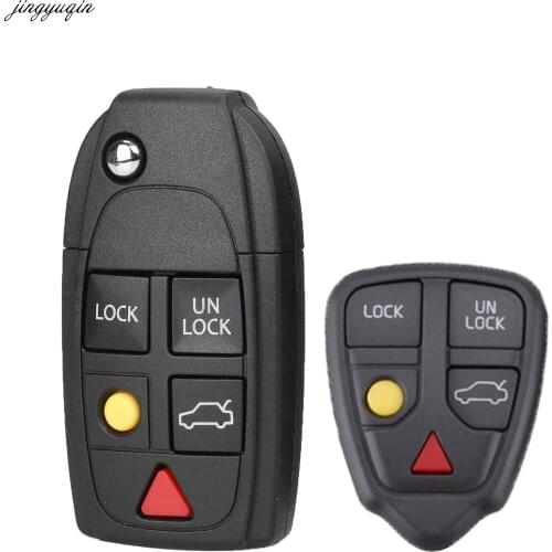Jingyuqin 5 Buttons Flip Folding Remote Key Shell For Volvo XC70 XC90 V50 V70 S60 S80 C30 New Car Key Case Replacement Fob