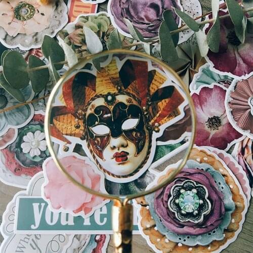 50PCS mask flowers vintage mini Stickers Crafts And Scrapbooking stickers book Student label Decorative sticker DIY Stationery