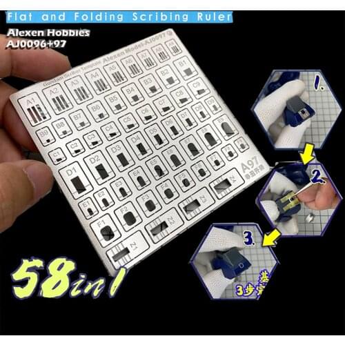 AJ0096/AJ0097 Gunpla Tool Flat/Folded Surface Detail Reconstruction Auxiliary Engraving Ruler 58 IN 1