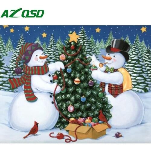 AZQSD Diamond Embroidery Snowman Diy Cross Stitch Kits Needlework 5d Diamond Painting Cartoon Full Square Drill Handmade Craft
