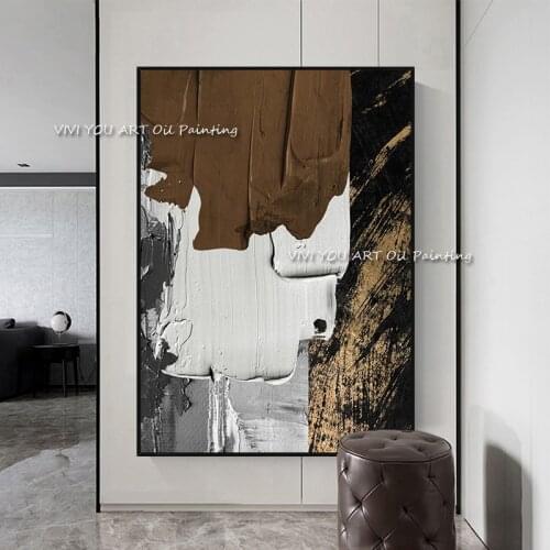 The Fashion Handmade New Large Original Abstract Modern Thick Oil Painting On Canvas Handpainted Textured Wall Art For Office