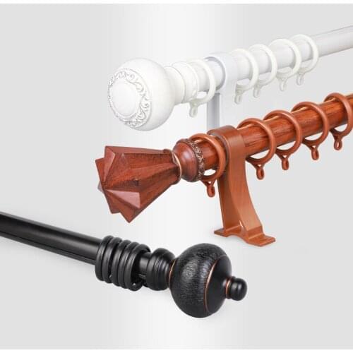 Nordic style curtain rod Roman pole black thick single pole double pole aluminum alloy rail with bracket accessories