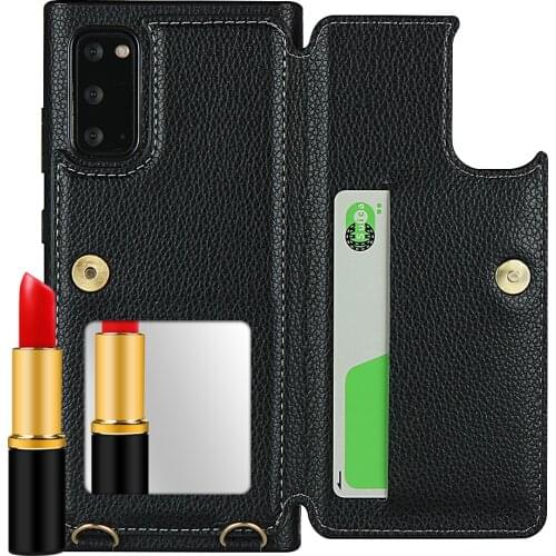 Leather Cases For Samsung Galaxy S20/ S20+ plus/ S20 Ultra Back Cover Flip Phone Case Wallet Coque Hoesje Etui Lanyard Accessory