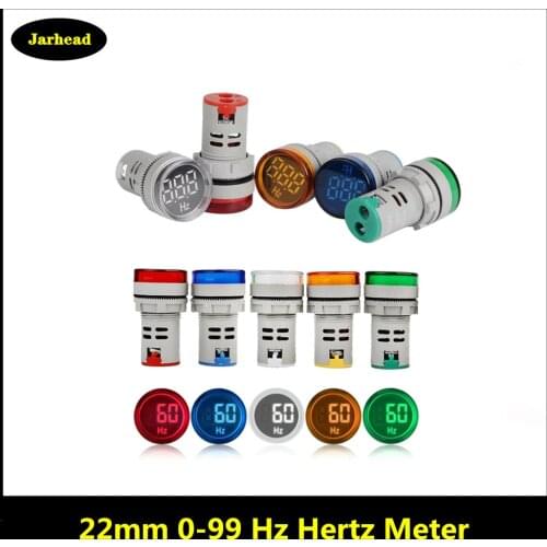 Round 22mm Measuring Range 0-99 Hz Digital Display Electricity Hertz meter Frequency Meter Indicator Signal Light Combo Tester