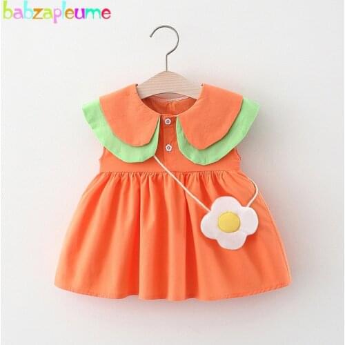 2Piece Summer Princess Dress Newborn Baby Clothes Korean Cartoon Cute Cotton Toddler Dresses+Bag Little Girls Clothing BC2039