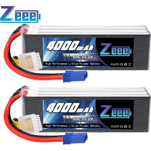 2units Zeee 22.2V 60C 4000mAh 6S Lipo Battery with EC5 Plug for RC Airplane Helicopter RC Car Truck Tank Drone