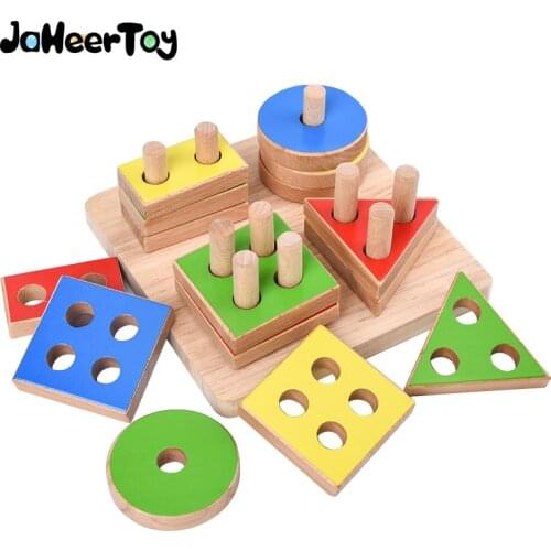 JaheerToy Baby Math Montessori Educational Toys for Children Color Classification Wooden Gifts Kids Boys