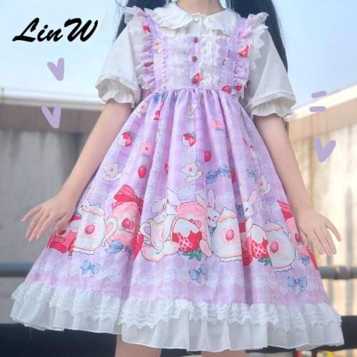 Sweet Strawberry tea party Lolita light lo soft sister cute Lolita dress women Kawaii daily princess dress JSK