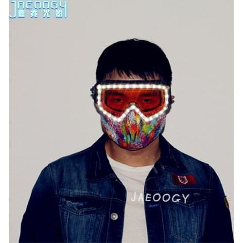 2020 New LED Light Mask Music Festival Rock Punk Fluorescent Mask Glove Props Bar Night Club Party Goods