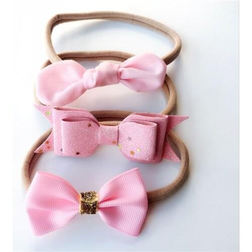 2018 New 3pcs/set kids newborn headband skinny soft nylon headband satin chiffon flower girl headband