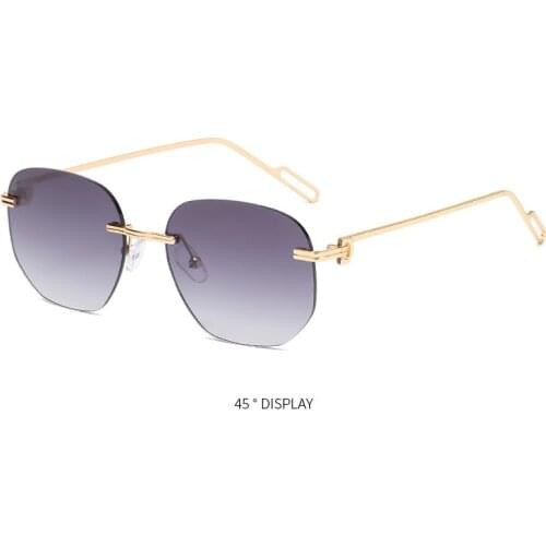 2021 new retro small frame frameless sunglasses female street European and American fashion metal trend sunglasses 3089