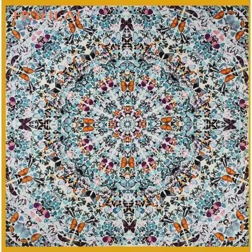 2020 New All Match Animal Print Silk Shawl Womens Butterfly Scarf Shawls Big Size Twill Pattern Red Shawls Wholesale 130*130CM