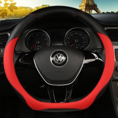 New D Shape Steering Wheel Cover for VW Golf 7 Polo 2014-2019 Scirocco Jetta 6 2017-2019 Santana 2016-2018 Auto Accesorioss