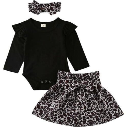 Newborn Kid Baby Girl Leopard Clothes Jumpsuit Romper Bodysuit Skirt Outfit 0-12 Months