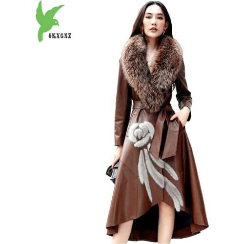 OKXGNZ Women's Long Sheepskin Coats