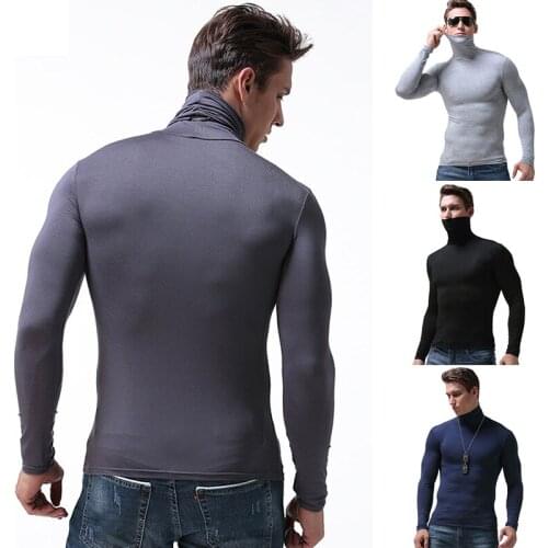 Wholesale Men Warm Long Sleeve Compression Shirts Turtleneck Winter Base Layer Top Pullover Lightweight T-Shirt AIC88
