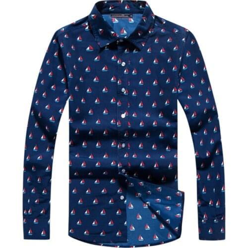 Tailor Pal Love Men printing lapel long-sleeved shirts For business casual Beach Shirts soft and comfortable