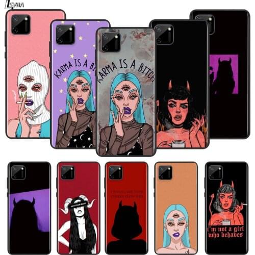 Lovely Devil Girl For OPPO Realme Narzo 20 C2/3/11/12/15/17 X2 X3 X7 XT X50 Q2i V3 V5 V15 Pro Black Silicone Soft Phone Case
