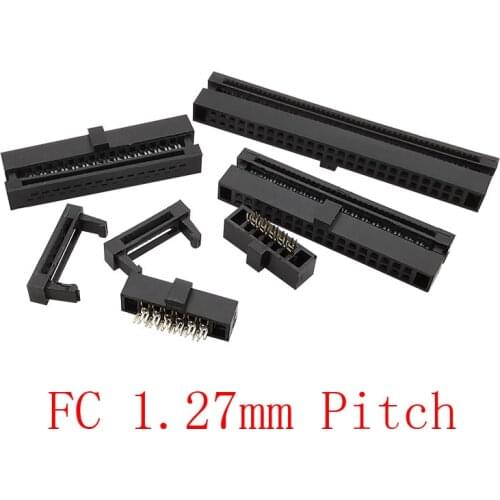 1.27mm Pitch IDC Socket 6P/8/10/12/14/16/20/24/26/30/34/40/50 Pin FC Female Header Wire Connector for 0.635mm Flat Ribbon Cable