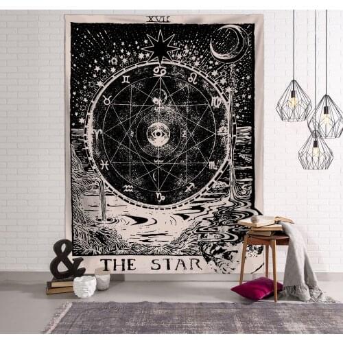 Retro Religious Tarot Card Print Hanging Tapestry Wall Decor Art Bed Living Room Decoration Party Blanket Macrame