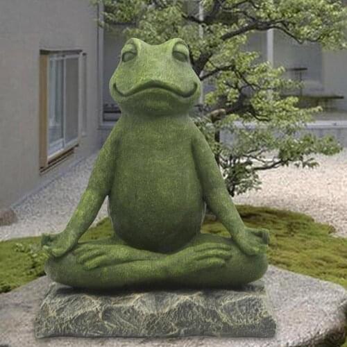 Animal Statue Hand-casted Anti-ultraviolet Resin Yoga Buddha Frog Statue Strong and Durable Lightweight for Garden