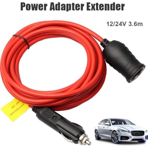3.6m Cable Car Power Adapter Extender 15A Fuse Indicator 12ft Cord Extension 12V 24V Chargers Socket Plug Automobile Accessories
