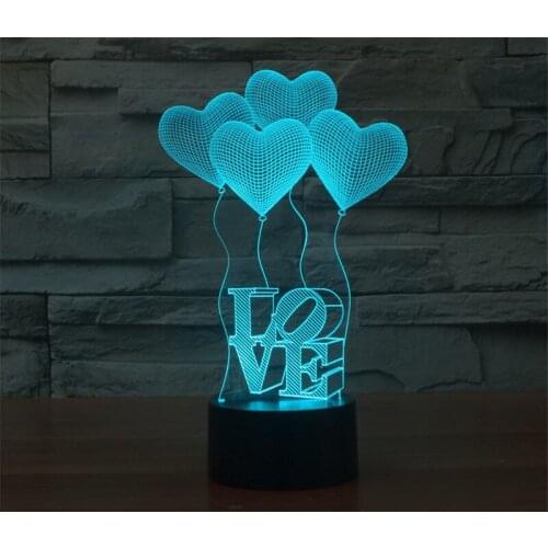 Love Heart Balloon Romantic Gift for Wedding Wife Lovers Valentine Baby Night Table Lamp Drop Ship 3D Colorful Table Lamp