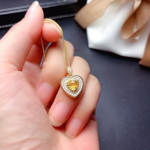Shilovem 925 sterling silver piezoelectric citrine pendants fine Jewelry women party new send necklace gift 6mm mz0606888ags