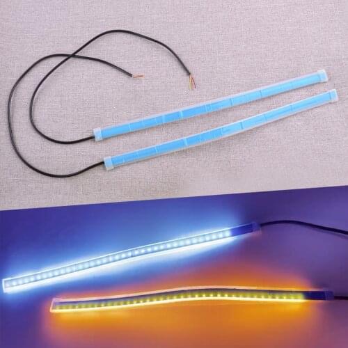 1 Pair 12V Universal Silcone LED Car Van Trunk Turn Signal Daytime Running Light Lamp Flexible Strip