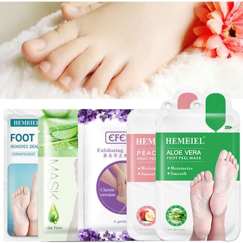1 Pair Foot Mask Socks Exfoliating Peel Peach Lavender Aloe Vera Plantifique Pedicure Dead Skin Remove Skin Care Moisturizing