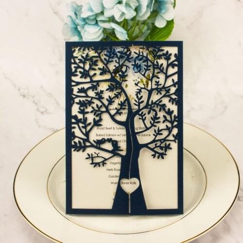 1pcs sample hollow Laser Cut tree pearl wedding invitation cards with Embossed Flower,Wholesale greeting pocket invite cover