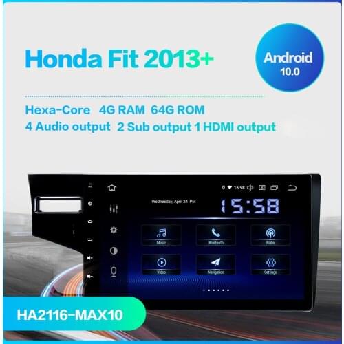 10.2" Android 10.0 Car Radio for Honda Fit Jazz 2014 2015 2016 2017 Multimedia Player DSP IPS Screen TDA7850 Bluetooth GPS Navi