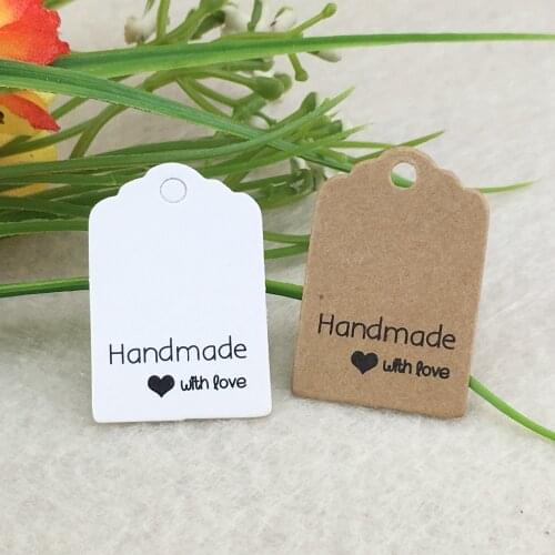 100pcs Kraft Hang Tags Handmade with Love Tags/DIY Gift Tags Gift Packaging Labels For Crafts/Box/Cake/Jewelry/toys/Cosmetics