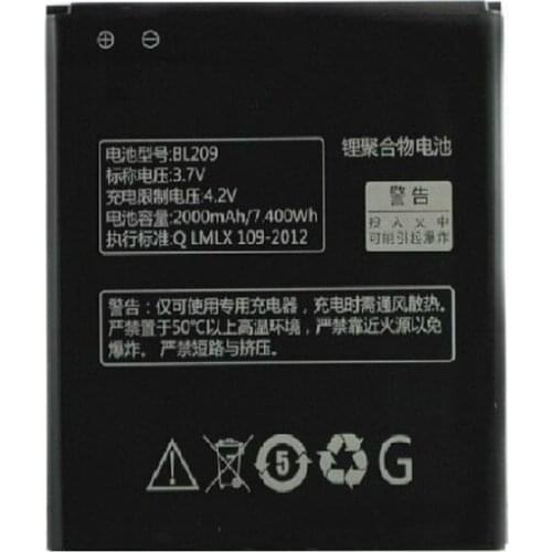 2000 mAh BL209 Battery For LENOVO A706 A788T A820E A760 A516 A378T A398T batteries