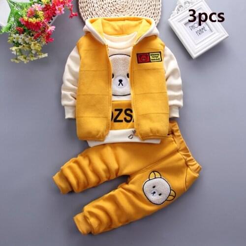 3PCS 2021 Fashion Baby Boys/Girls Clothing Autumn Winter Warm Kids Toddler Casual Sport Suit Newborn Clothes Infant Outfits Sets