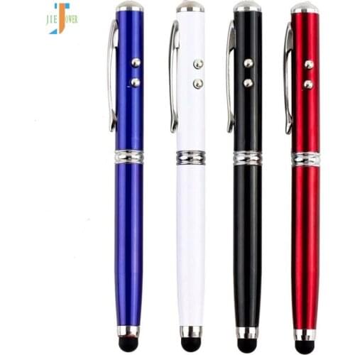 300pcs/lot Portable 4 In 1 Laser Pointer LED Torch Ball Pen Stylus Capacitive Touch Pen for IPhone Ipad Samsung Wholesale