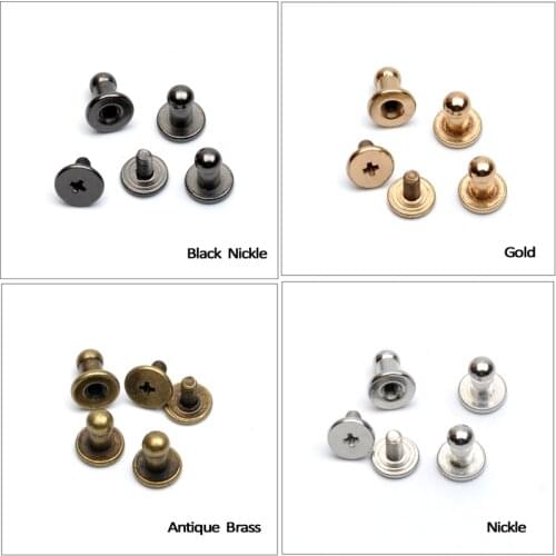 40sets Metal rivets 4*7*8mm alloy screw metal rivets screw knob handbag belt bag rivet silver/black/bronz/gold ZD027