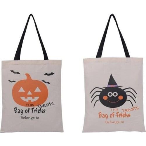 50pcs 6 Types Halloween Tote Bags with Black Handle Pumpkin Christmas Shopping Bags Festival Gifts Bag Halloween Canvas Bag