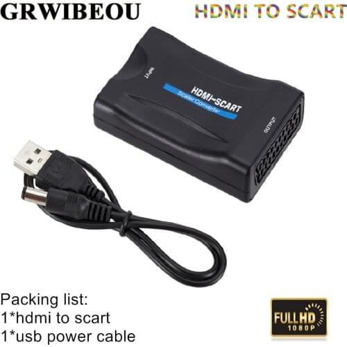 Grwibeou HDMI TO Scart Audio Video Adapter HDMI to SCART Converter For HDTV Sky Box STB For Smartphone HD TV DVD Newest Adapter