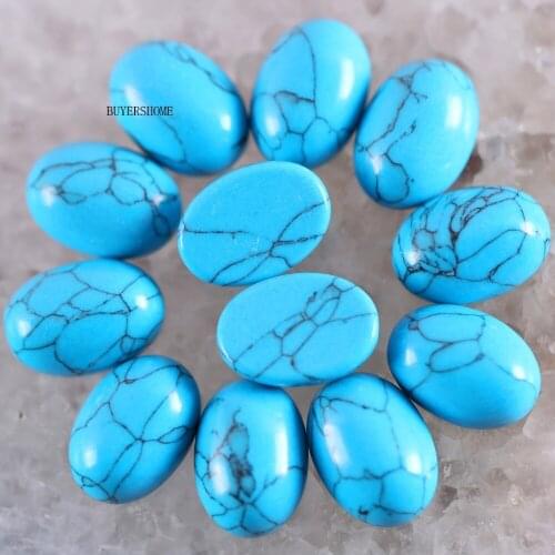 BUYERSHOME 5Pcs 15x20MM Natural Stone Blue Howlite No Drilled Hole Oval Cabochon CAB Bead For DIY Jewelry Making Ring K1502