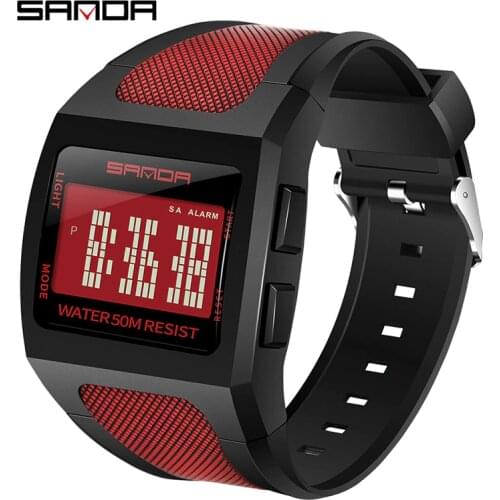 Brand Mens Watches SANDA 222 LED Digital Men Watch Sport Waterproof Square Electronic Watch Man Fashion Simple Reloj Hombre 2019
