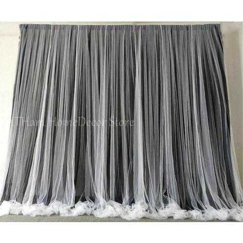 Black Tulle Chiffon Backdrop for Bridal Shower Wedding Ceremony Backdrops Curtains Photo Booth Background