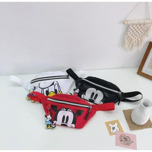 Disney Childrens Waist Bag Mickey Mouse Anime Cartoon Chest Bag Boys Girls Fashion Chest Bag Coin Purse Casual Children Bag