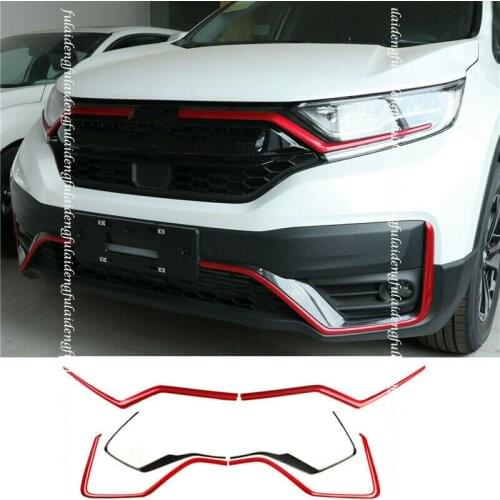 For Honda CR-V 2020-2021 Red Front Bumper Grille Grill Moulding Trim Strips 6pcs Auto parts Car modification